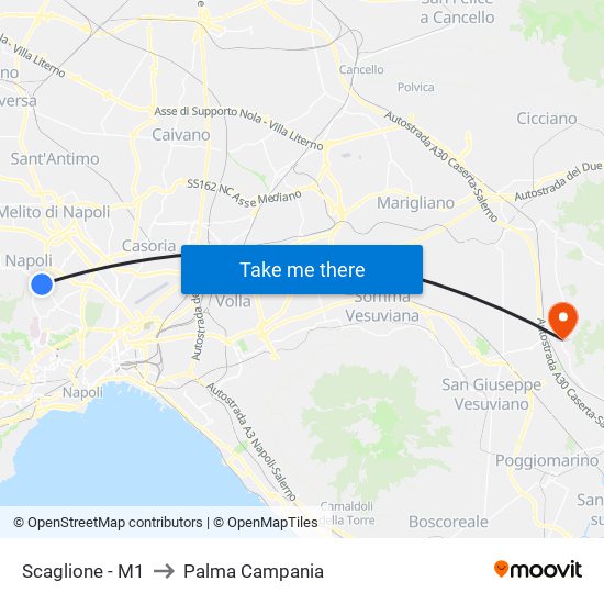 Scaglione - M1 to Palma Campania map