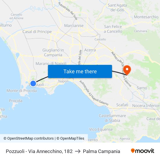 Pozzuoli - Via Annecchino, 182 to Palma Campania map