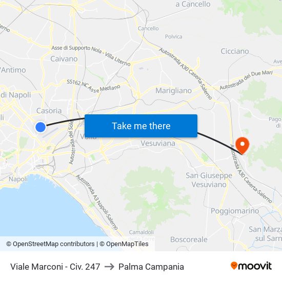Viale Marconi - Civ. 247 to Palma Campania map