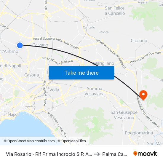 Via Rosario - Rif Prima Incrocio S.P. Aversa-Caivano to Palma Campania map