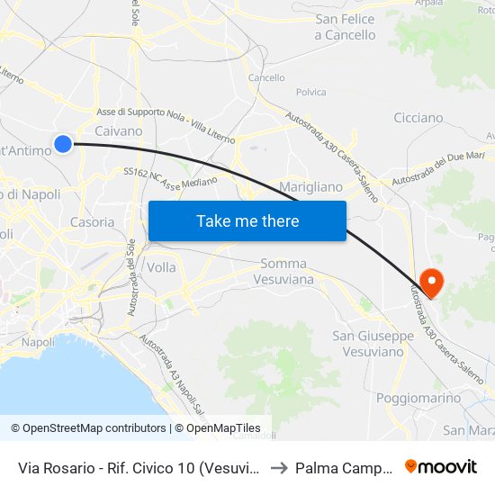 Via Rosario - Rif. Civico 10 (Vesuvio Gas) to Palma Campania map