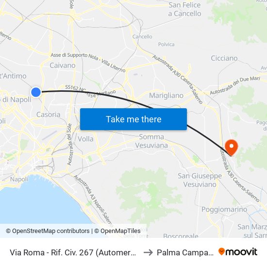 Via Roma - Rif. Civ. 267 (Automercato) to Palma Campania map