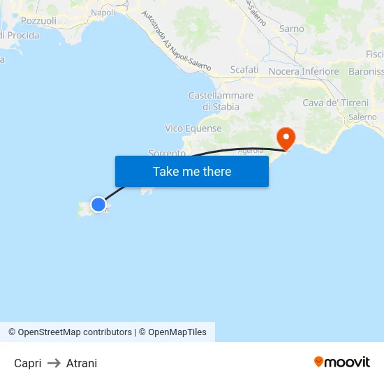 Capri to Atrani map