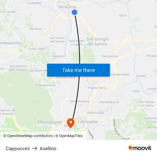 Cappuccini to Avellino map