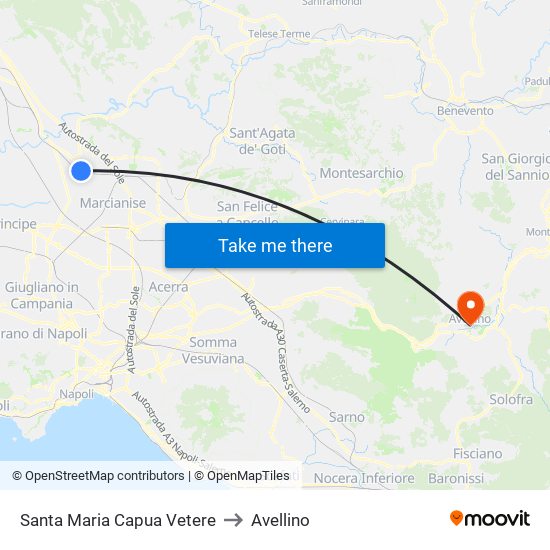 Santa Maria Capua Vetere to Avellino map