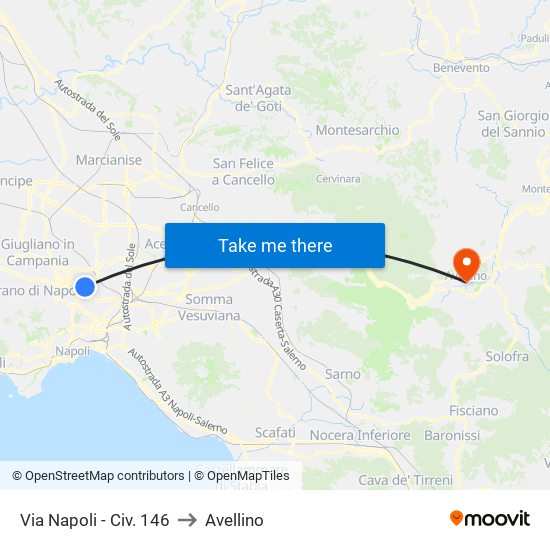 Via Napoli - Civ. 146 to Avellino map
