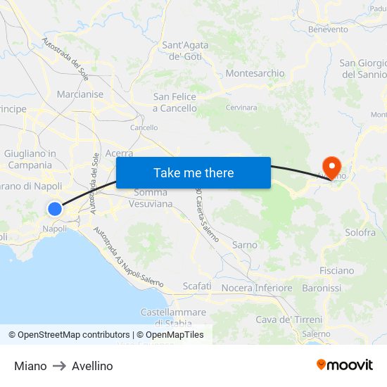 Miano to Avellino map