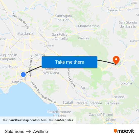 Salomone to Avellino map