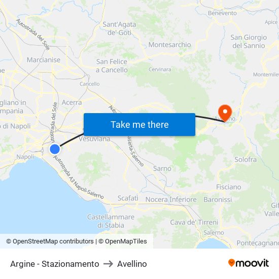 Argine - Stazionamento to Avellino map
