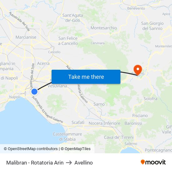 Malibran - Rotatoria Arin to Avellino map