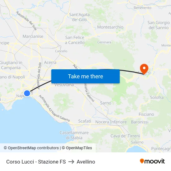Lucci Avenue - Railway Station to Avellino map