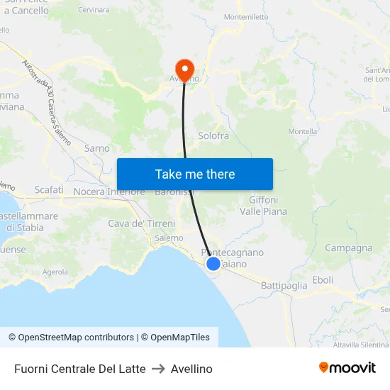 Fuorni Milk Factory to Avellino map