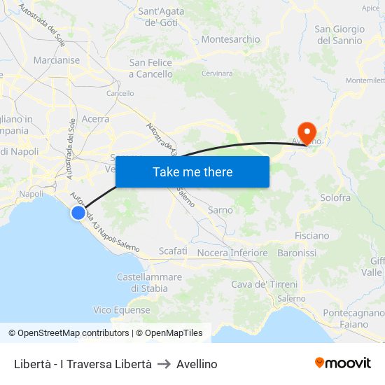 Libertà - I Traversa Libertà to Avellino map