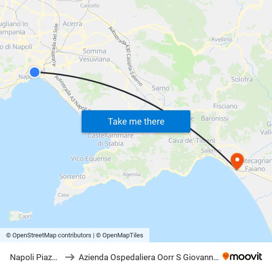 Napoli Piazza Garibaldi to Azienda Ospedaliera Oorr S Giovanni di Dio e Ruggi d'Aragona / map