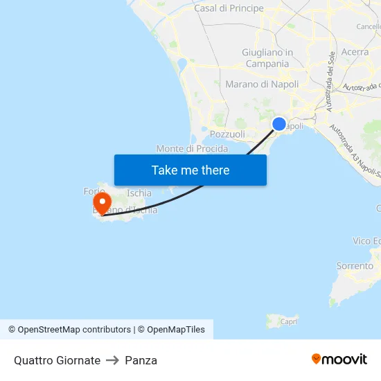 Quattro Giornate to Panza map