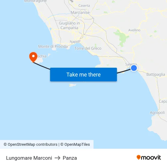 Marconi Waterfront to Panza map