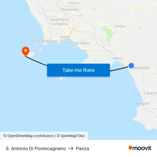 St. Anthony of Pontecagnano to Panza map