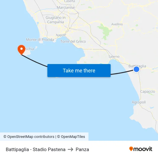 Battipaglia - Pastena Stadium to Panza map