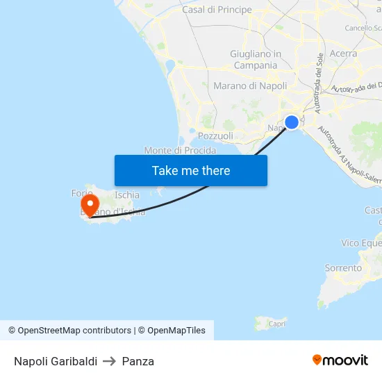 Naples Garibaldi to Panza map