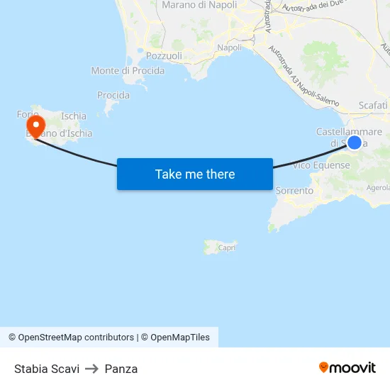 Stabia Excavations to Panza map