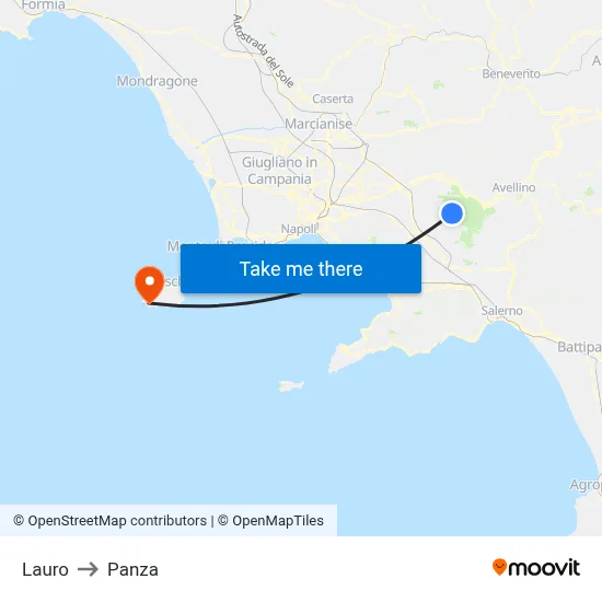 Lauro to Panza map