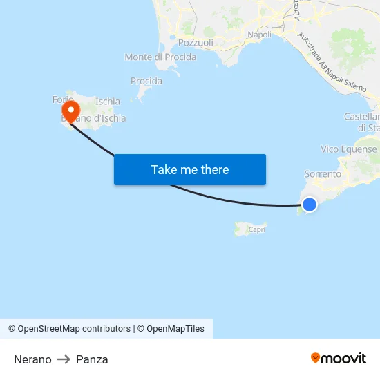 Nerano to Panza map