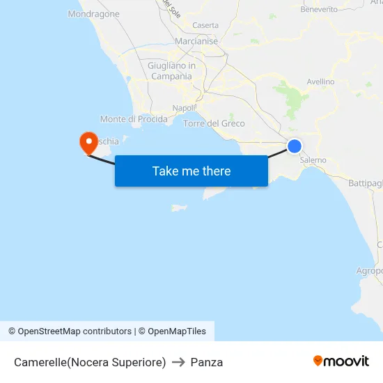 Camerelle (Nocera Superiore) to Panza map