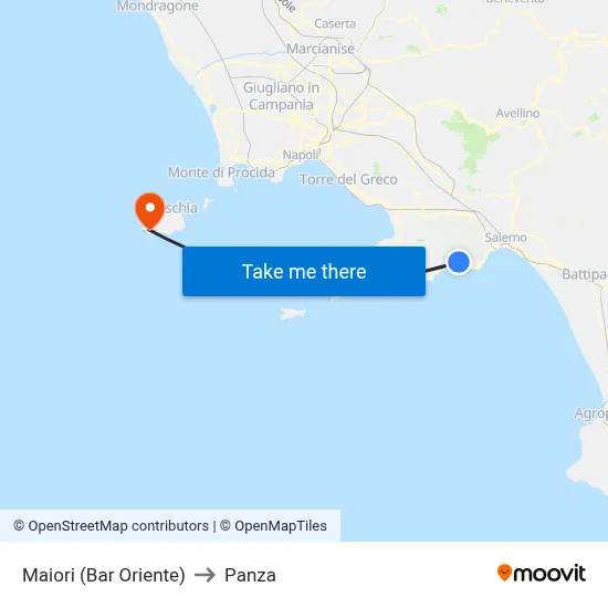 Maiori (Bar Oriente) to Panza map