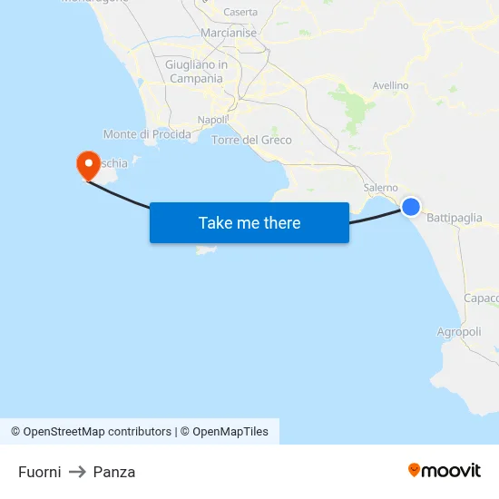 Fuorni to Panza map