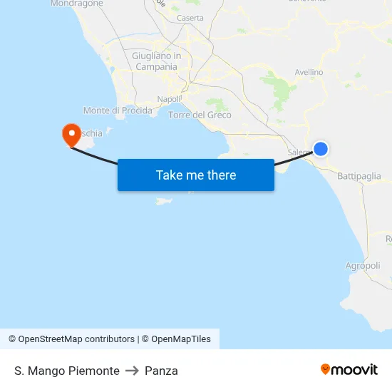S. Mango Piemonte to Panza map