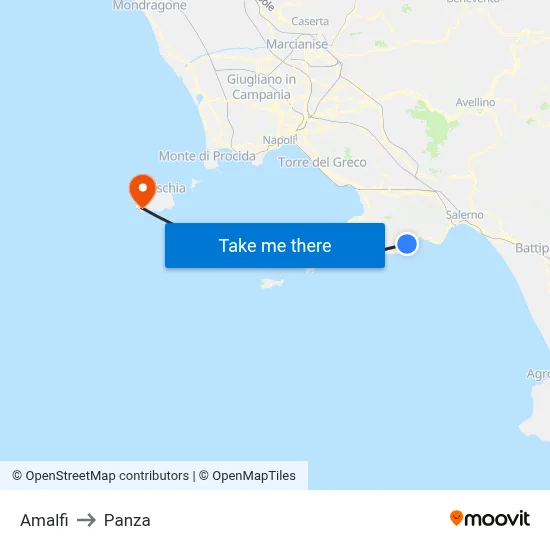 Amalfi to Panza map