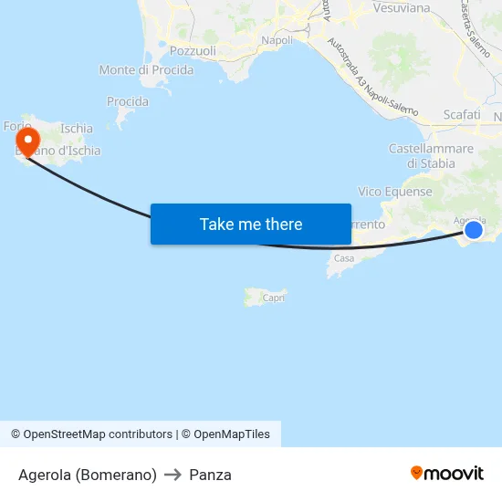 Agerola (Bomerano) to Panza map