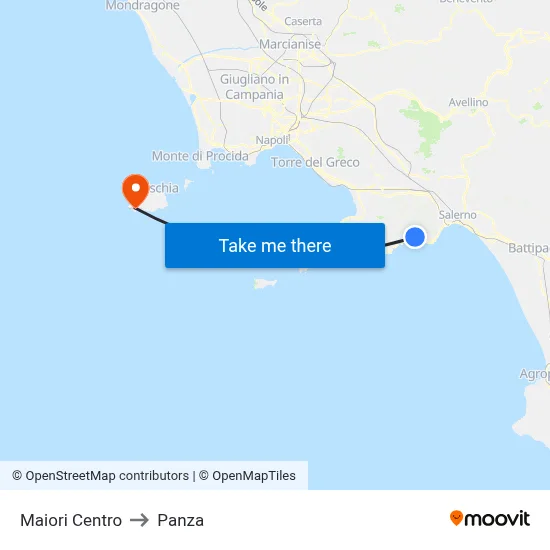 Maiori Center to Panza map