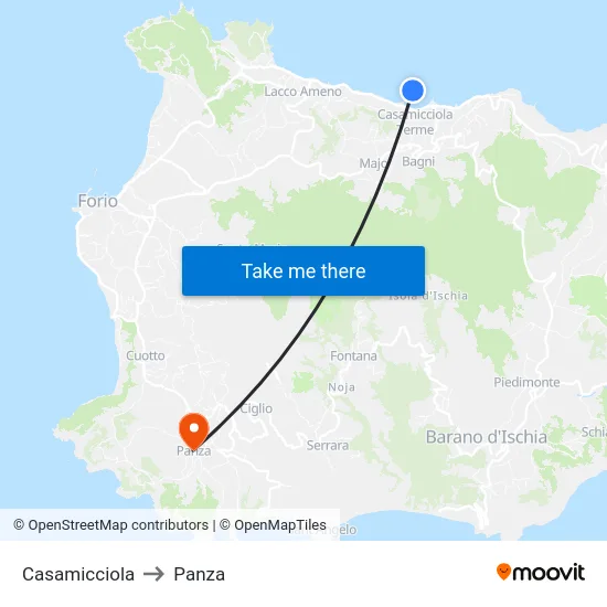 Casamicciola to Panza map