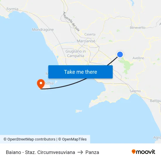 Baiano - Circumvesuviana Station to Panza map