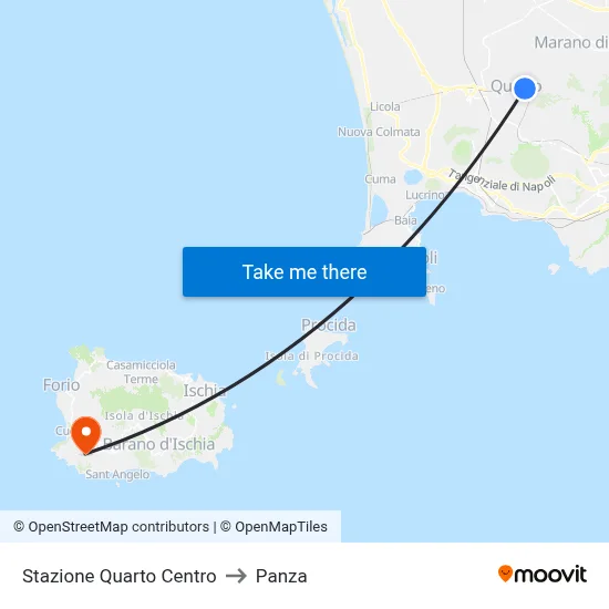 Quarto Centro Station to Panza map