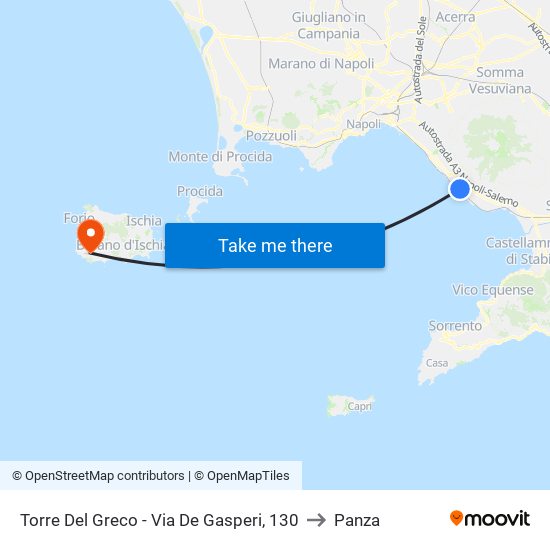 Torre Del Greco - Via De Gasperi, 130 to Panza map