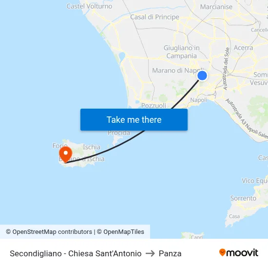 Secondigliano - St. Anthony Church to Panza map