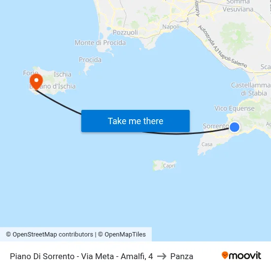 Piano Di Sorrento - Via Meta - Amalfi, 4 to Panza map
