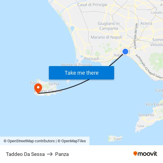Taddeo Da Sessa to Panza map