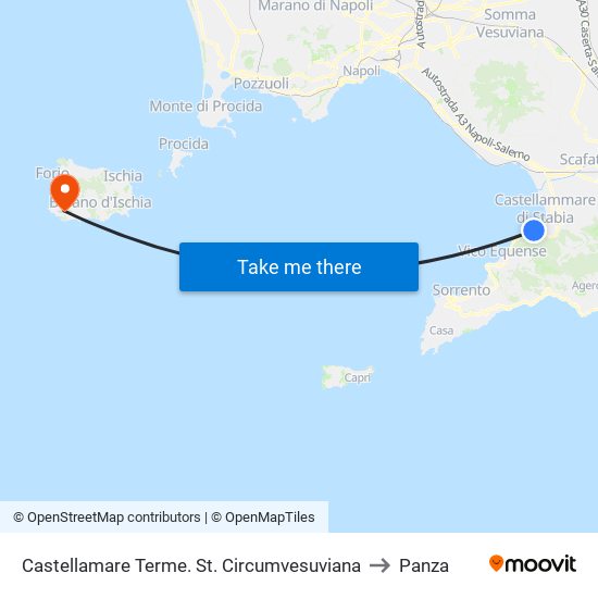 Castellamare Terme. St. Circumvesuviana to Panza map