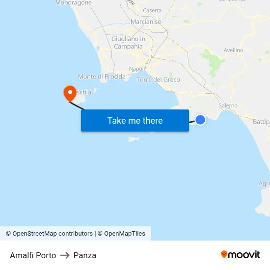 Amalfi Port to Panza map