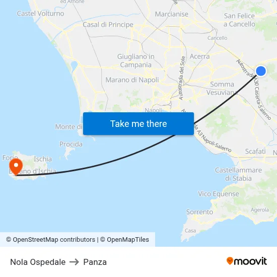 Nola Hospital to Panza map