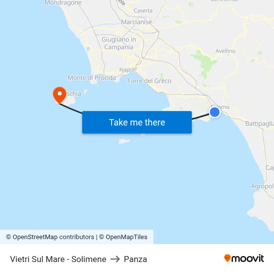 Vietri Sul Mare - Solimene to Panza map