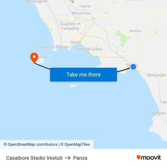Casalbore Vestuti Stadium to Panza map
