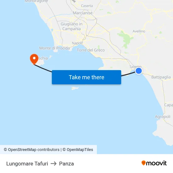 Tafuri Waterfront to Panza map