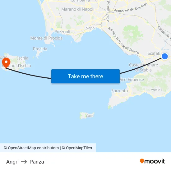 Angri to Panza map