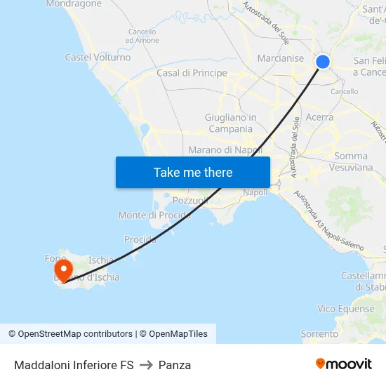 Maddaloni Lower Station to Panza map