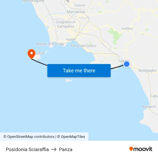 Posidonia Sciaraffia to Panza map