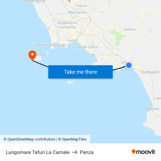 Tafuri La Carnale Seafront to Panza map